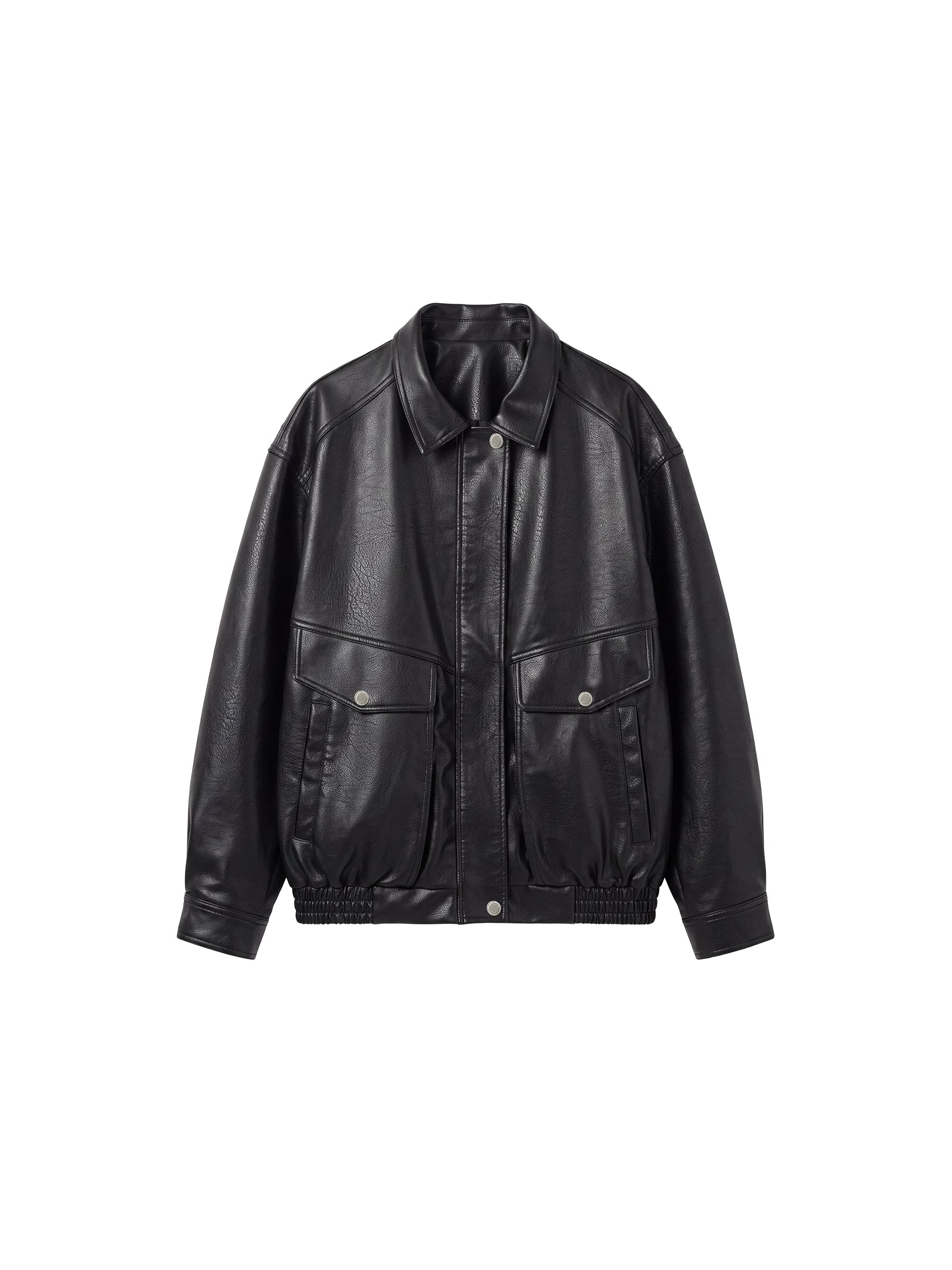 CUBIC Faux‑Leather Oversized Bomber Jacket-7