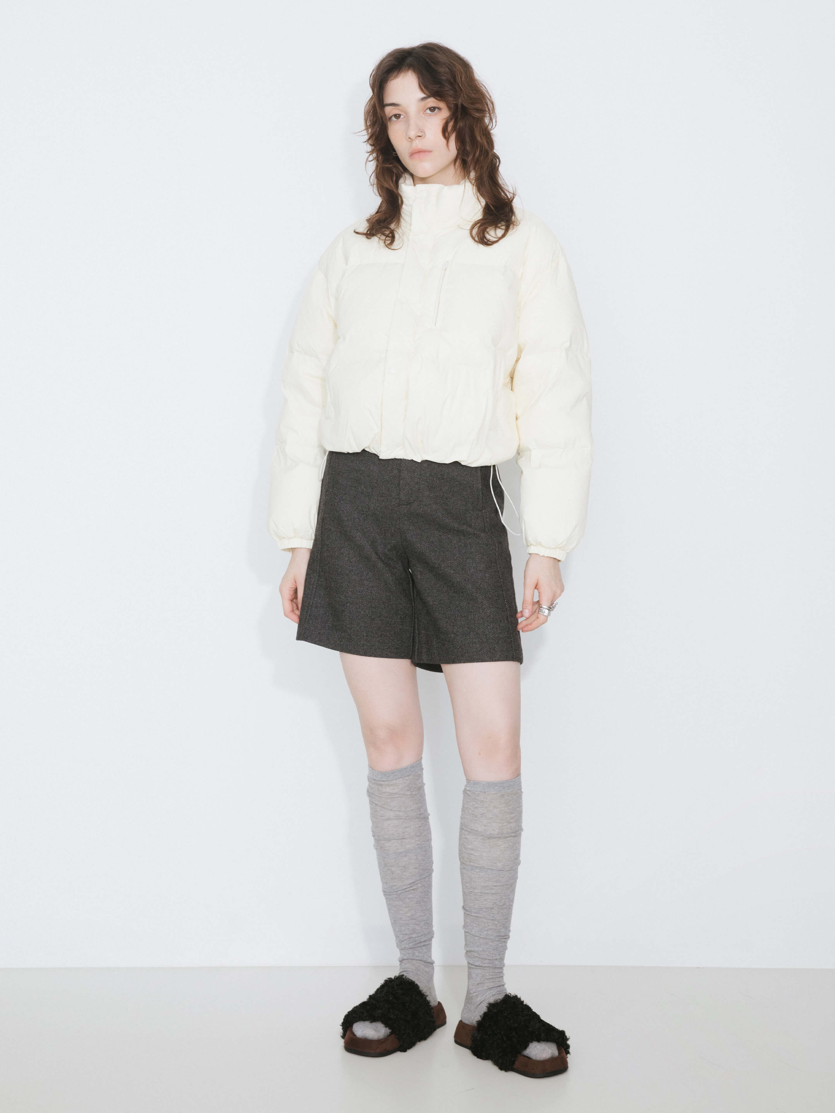 Cropped High Neck Down Coat-8