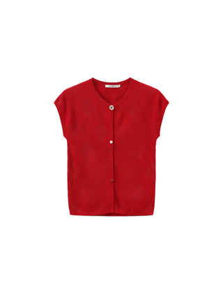Cropped Knit Short-Sleeve Cardigan
