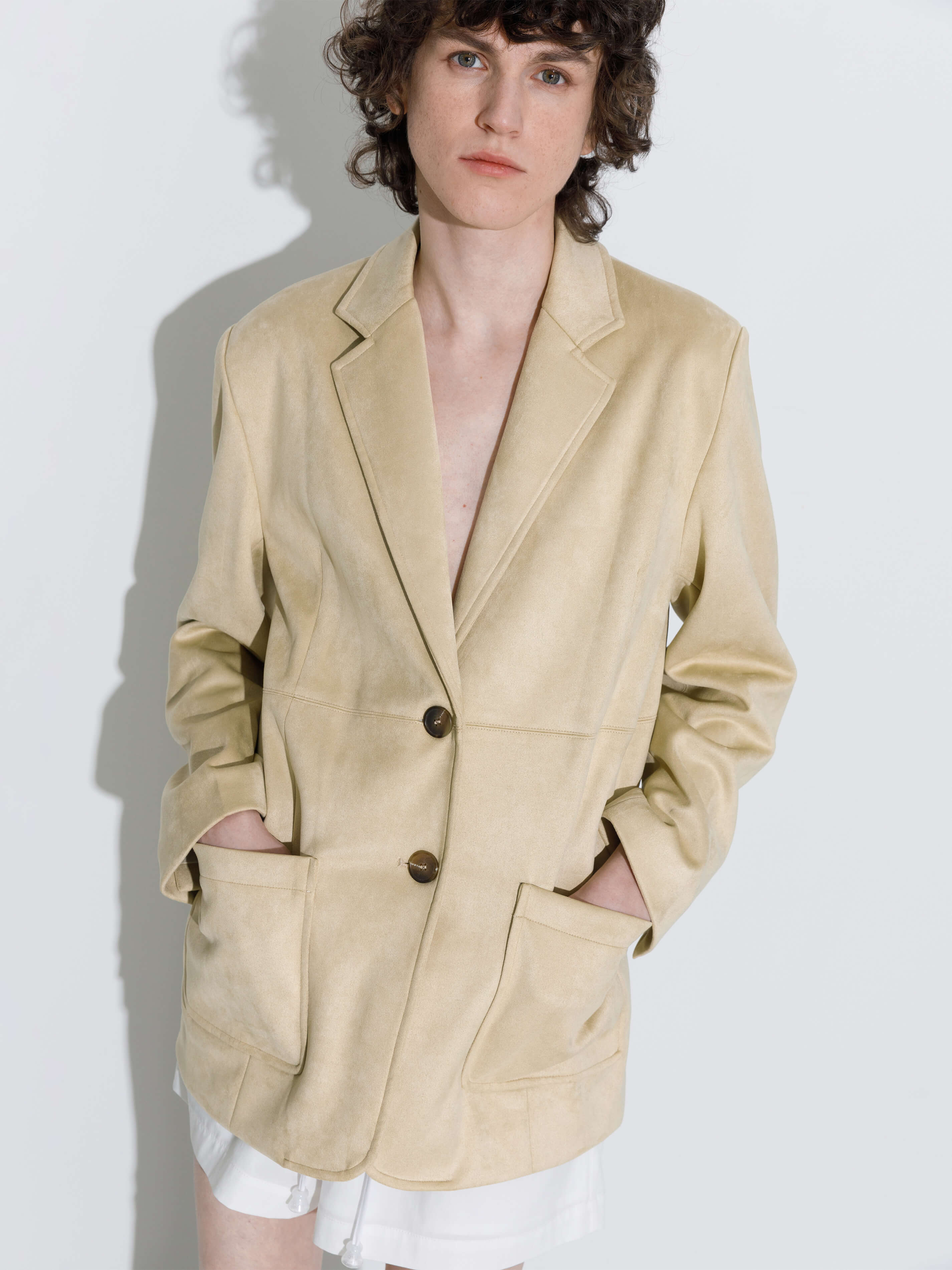 ONE BY CUBIC Silky Tailored Suede Jacket-16