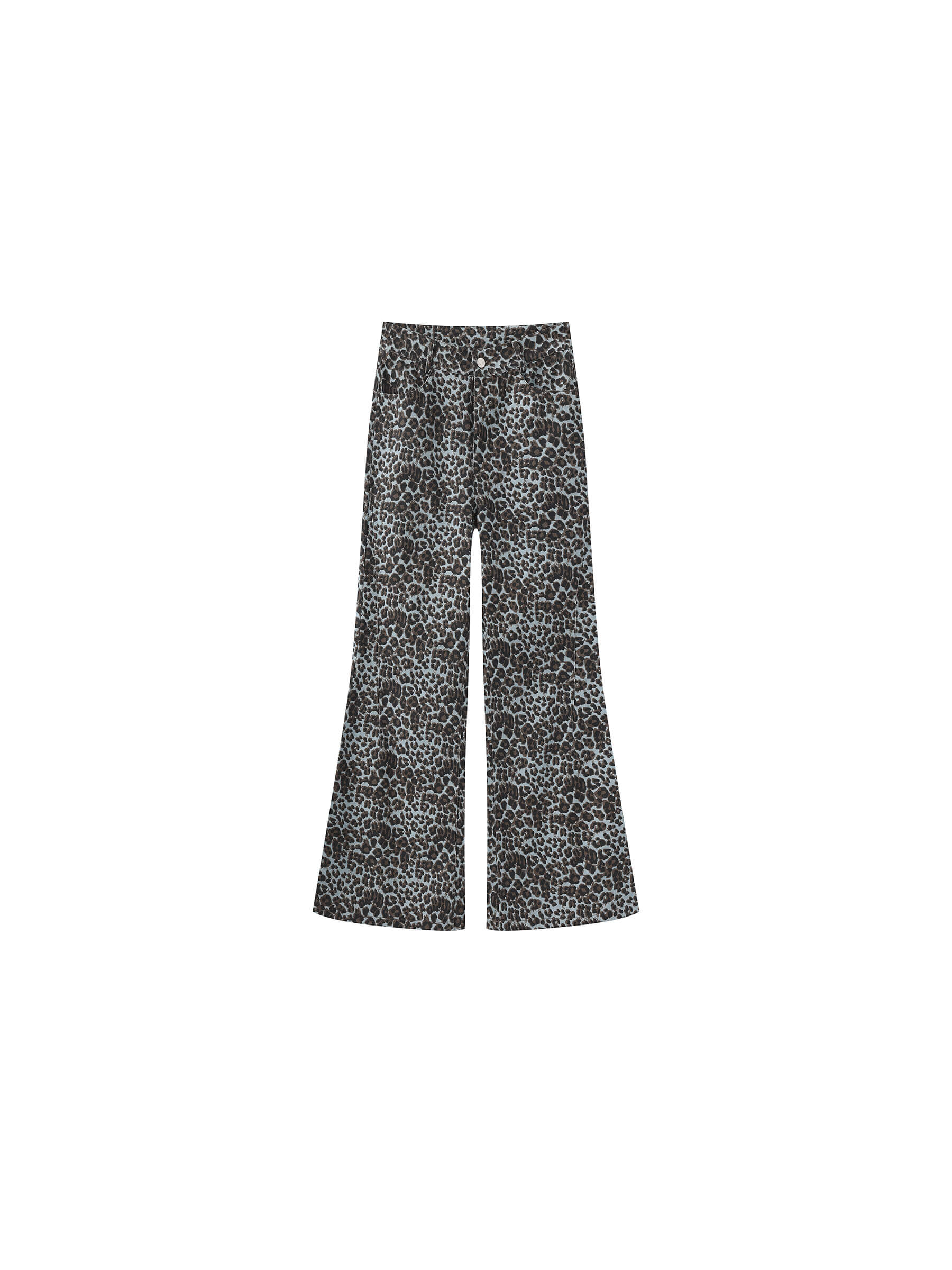100% Cotton Leopard Print Flared Trousers-8