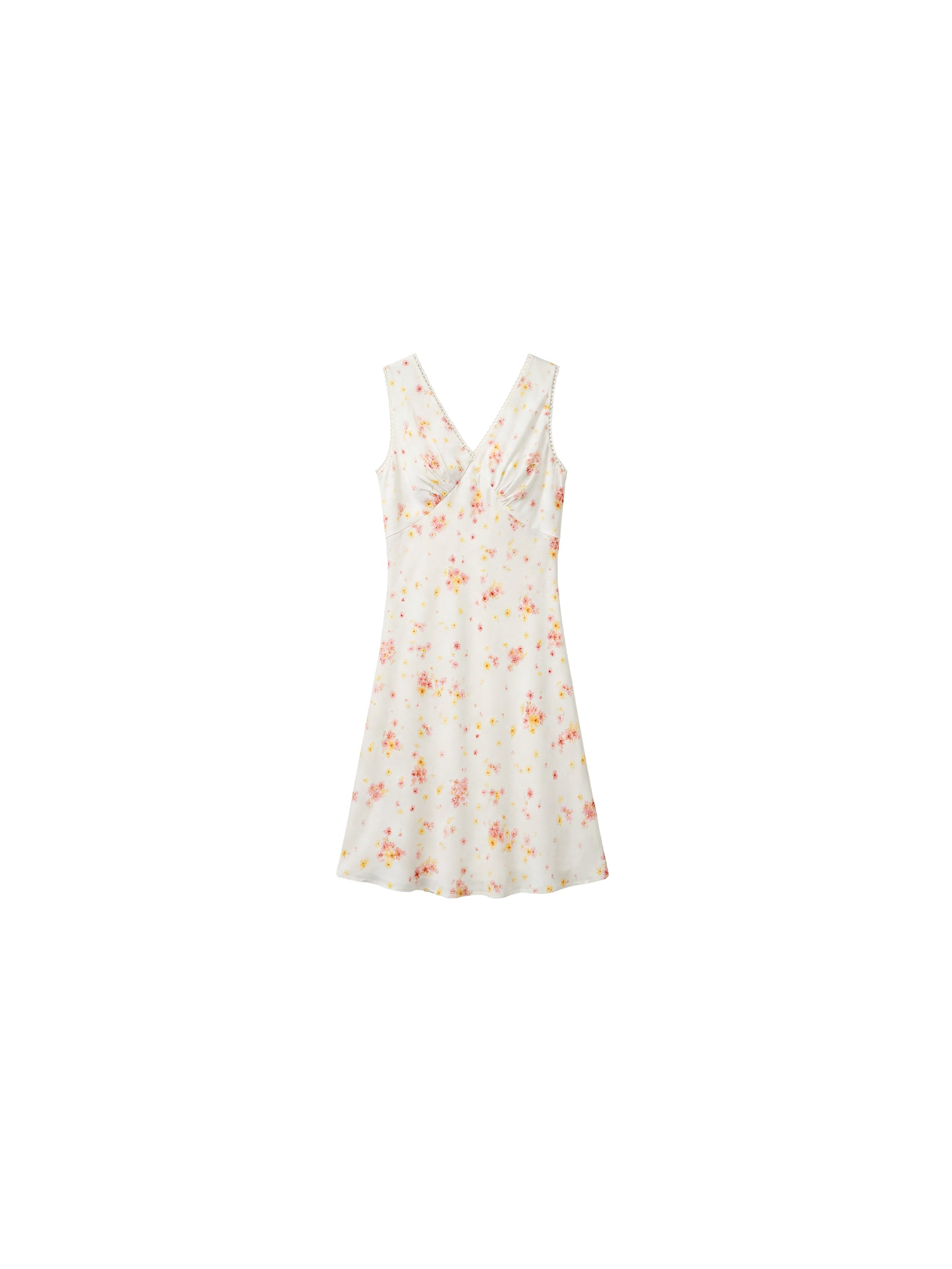 CUBIC Floral Lace Trim V-Neck Mini Dress-7