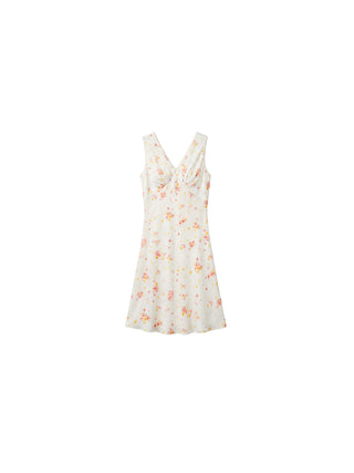 CUBIC Floral Lace Trim V-Neck Mini Dress