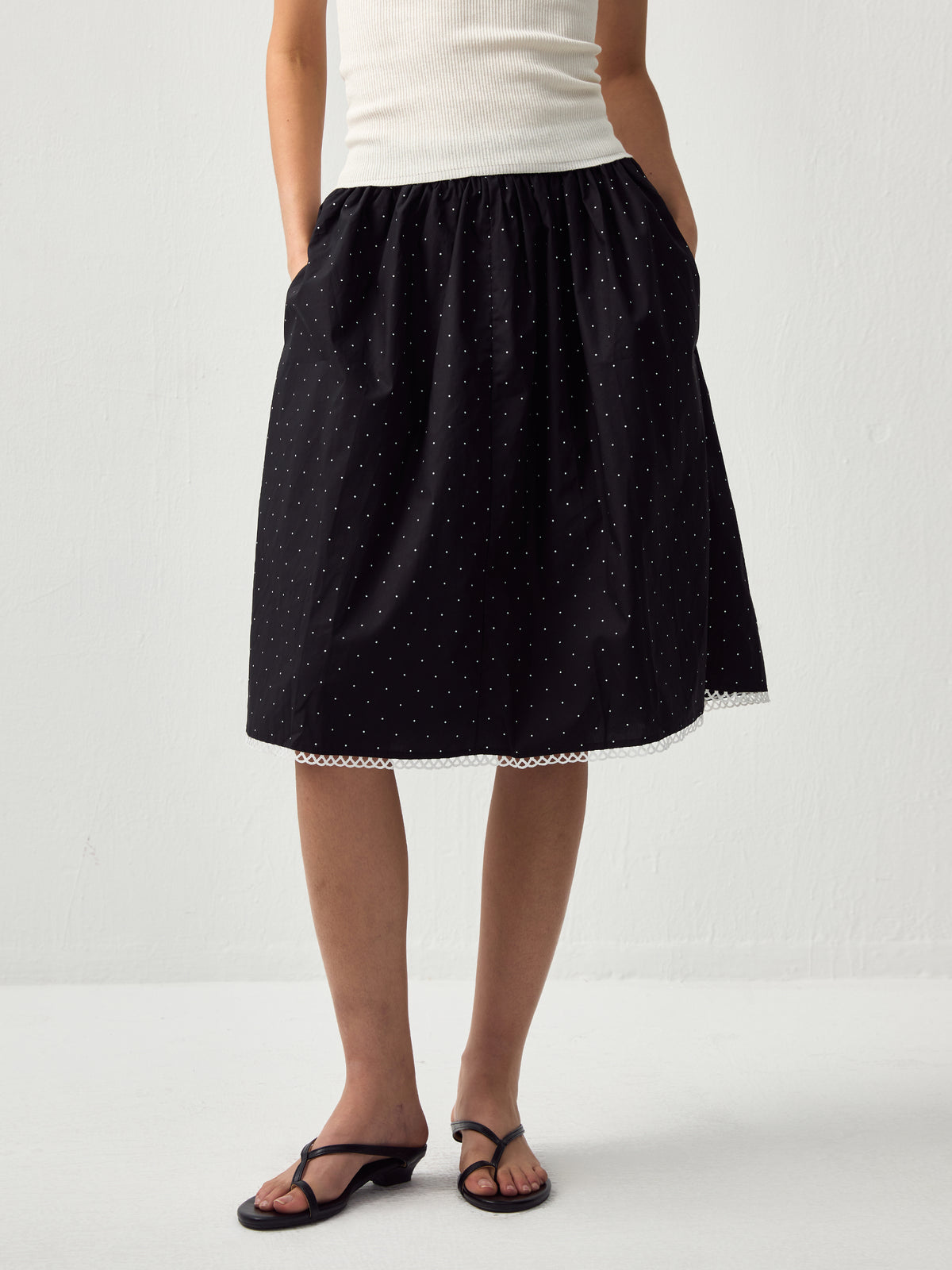 CUBIC Chic Polka Dot Lace Trim Skirt(Pre order: 7 days)-7