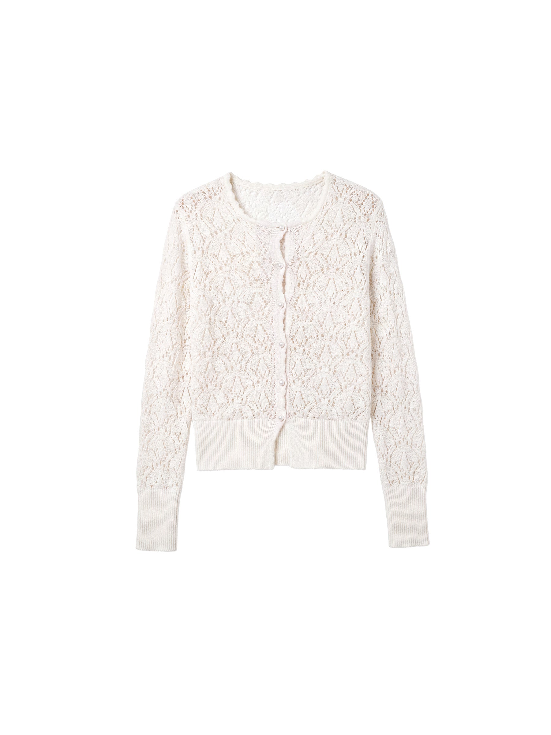 CUBIC Pointelle Button-Up Cardigan-7