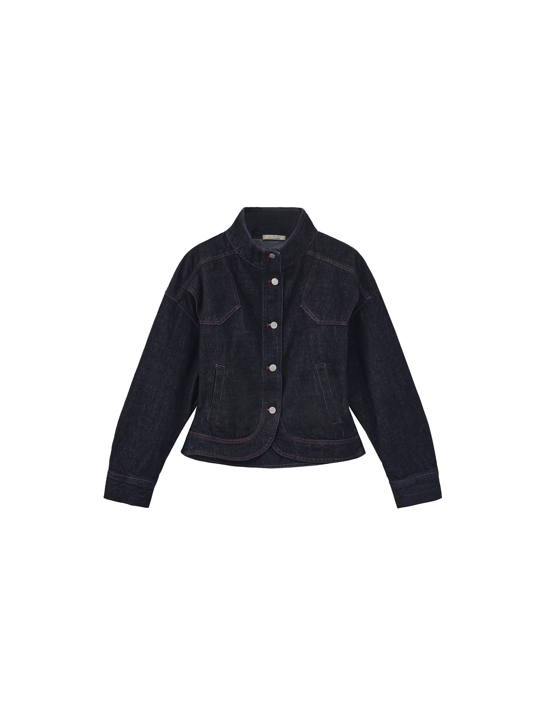 CUBIC Classic Stand Collar Fitted Denim Jacket-7