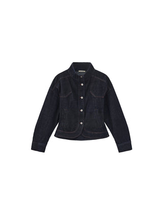CUBIC Classic Stand Collar Fitted Denim Jacket