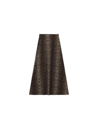 Vintage Leopard Print Draped Maxi Skirt