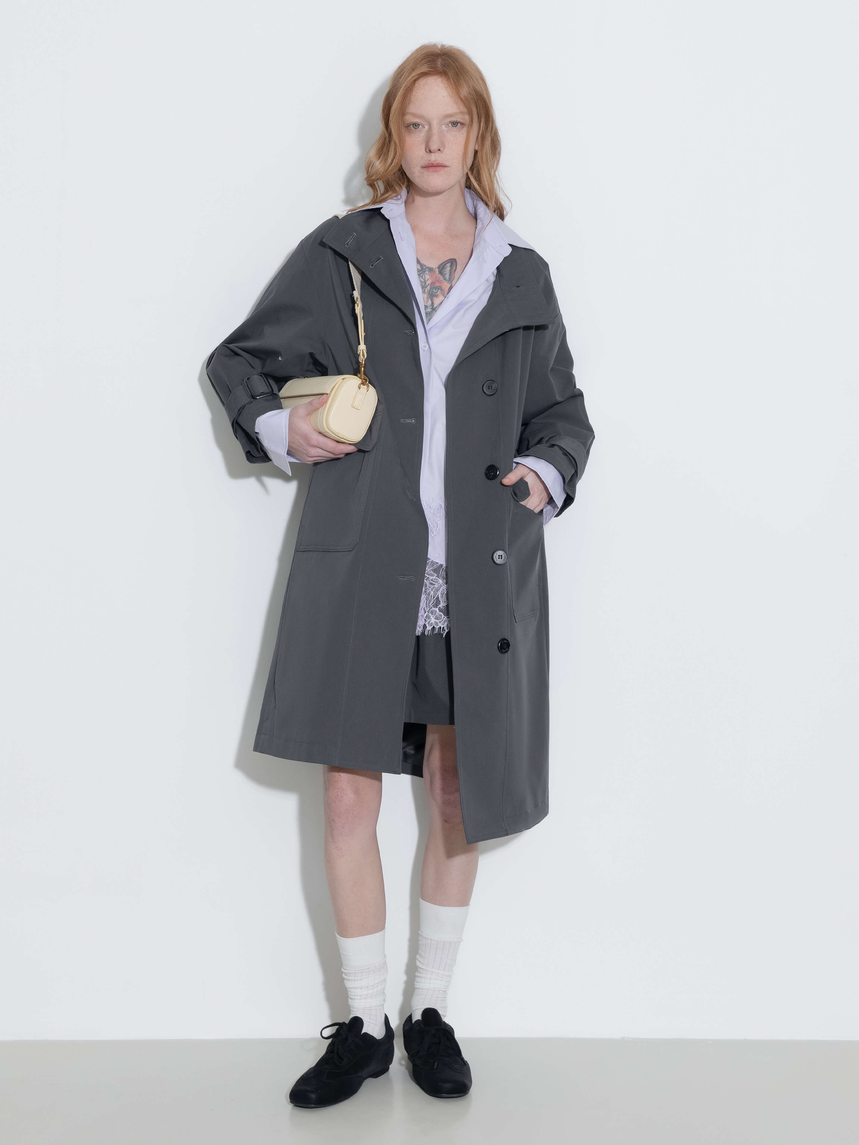 High Collar Long Trench Coat-2