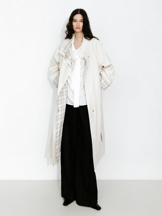 Funnel Neck Colorblock Cuff Trench Coat