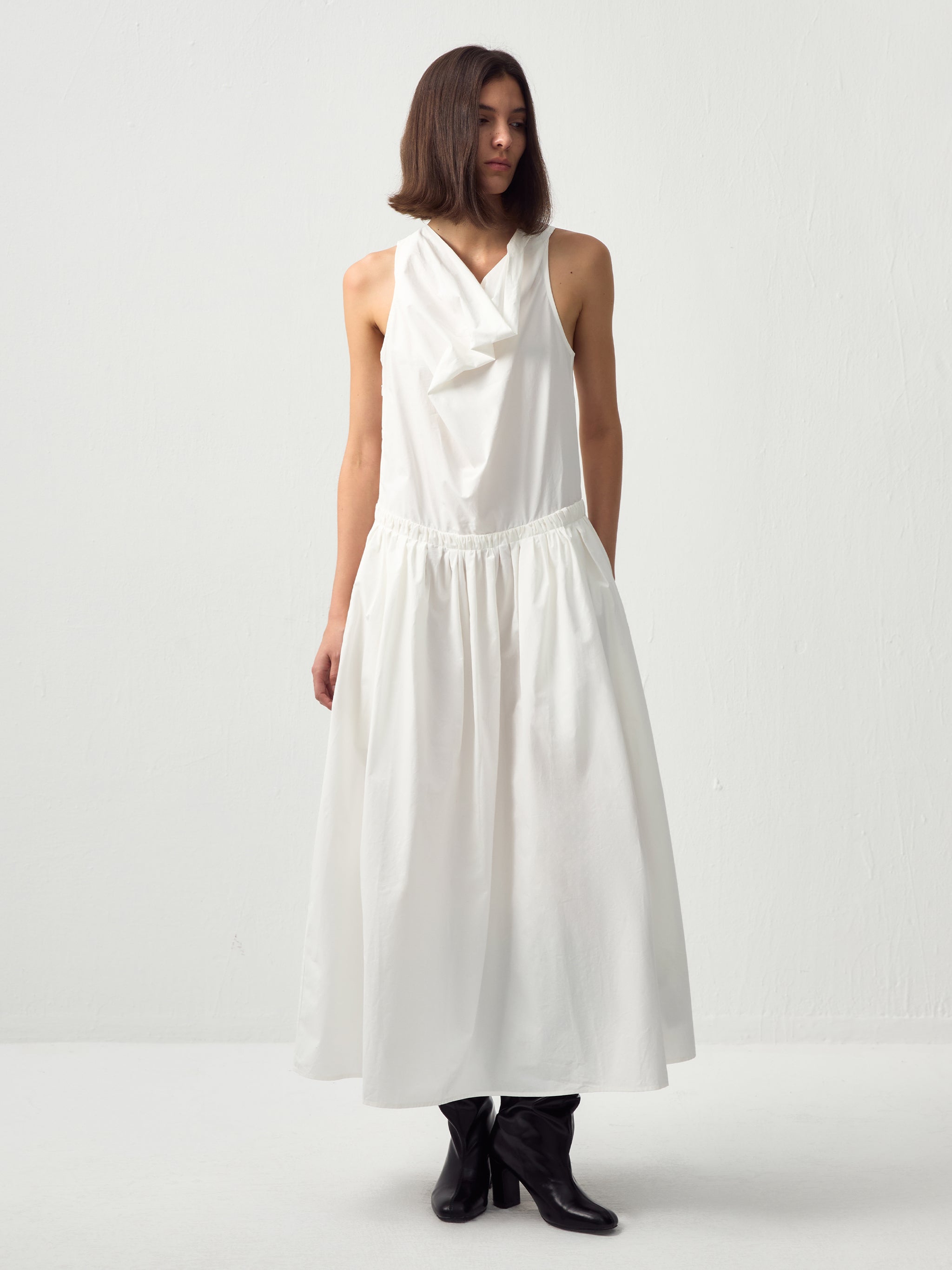 CUBIC 100% Cotton Halter Neck Cowl Dress-7
