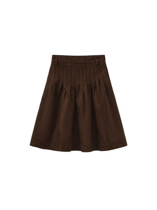 Vintage Suede Belted A-Line Mini Skirt