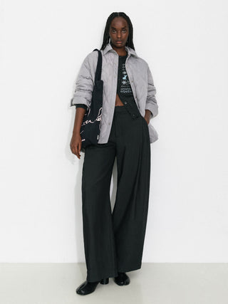 Button-Front Shirt Collar Loose-Fit Down Jacket