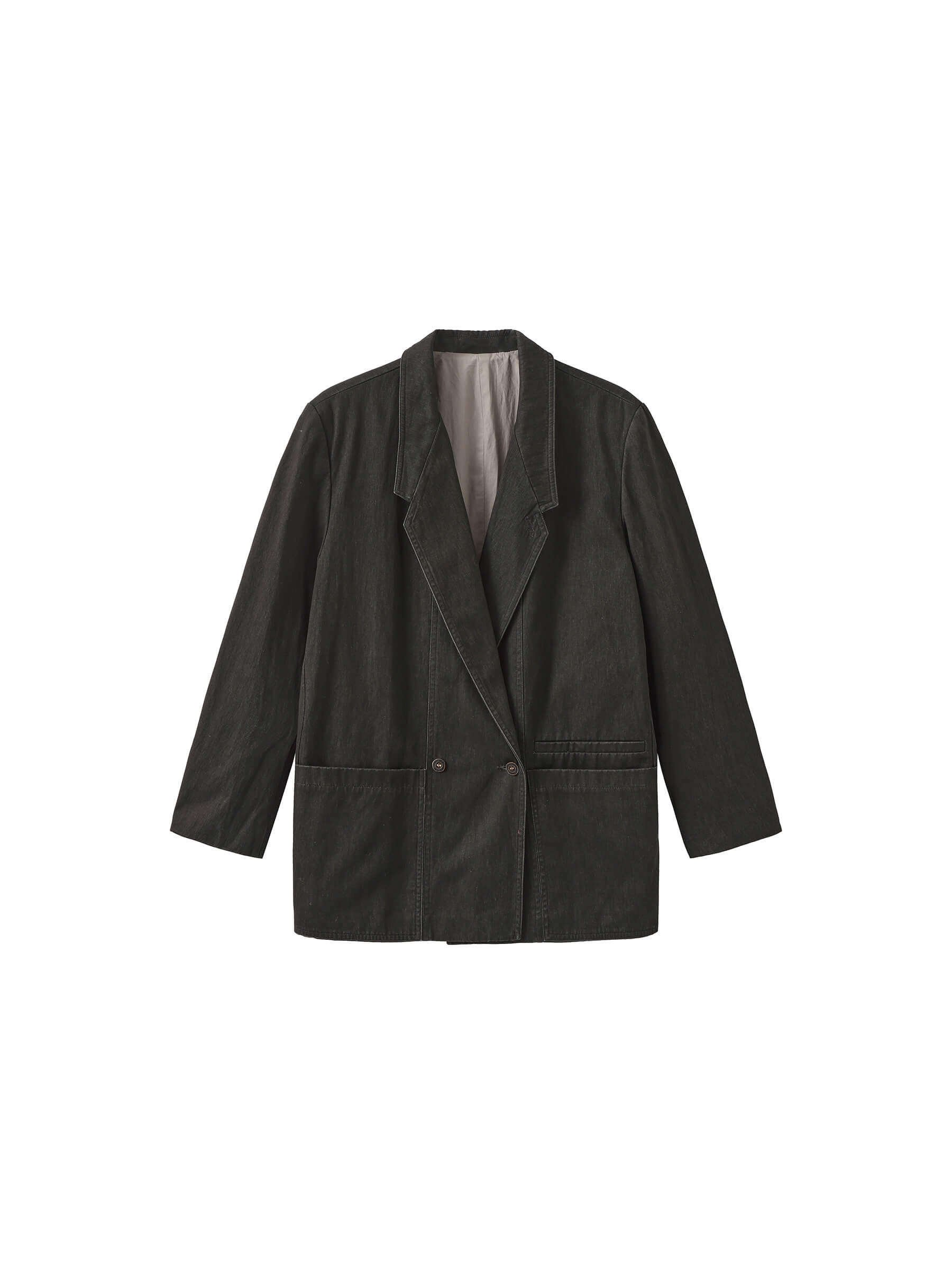 ONE BY CUBIC Black Tailored Double Breasted 100% Cotton Jacket-8
