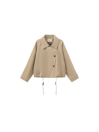 Cropped Drawstring Trench Jacket