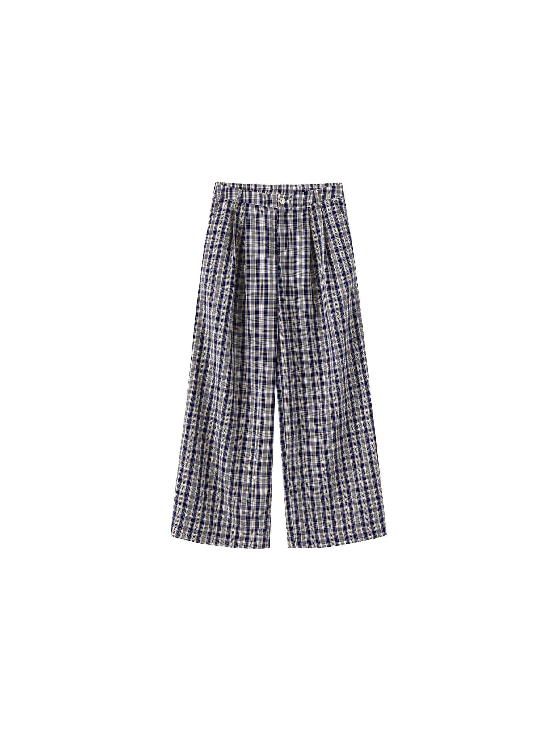 Striped Check High-Waisted Wide-Leg Casual Pants-8