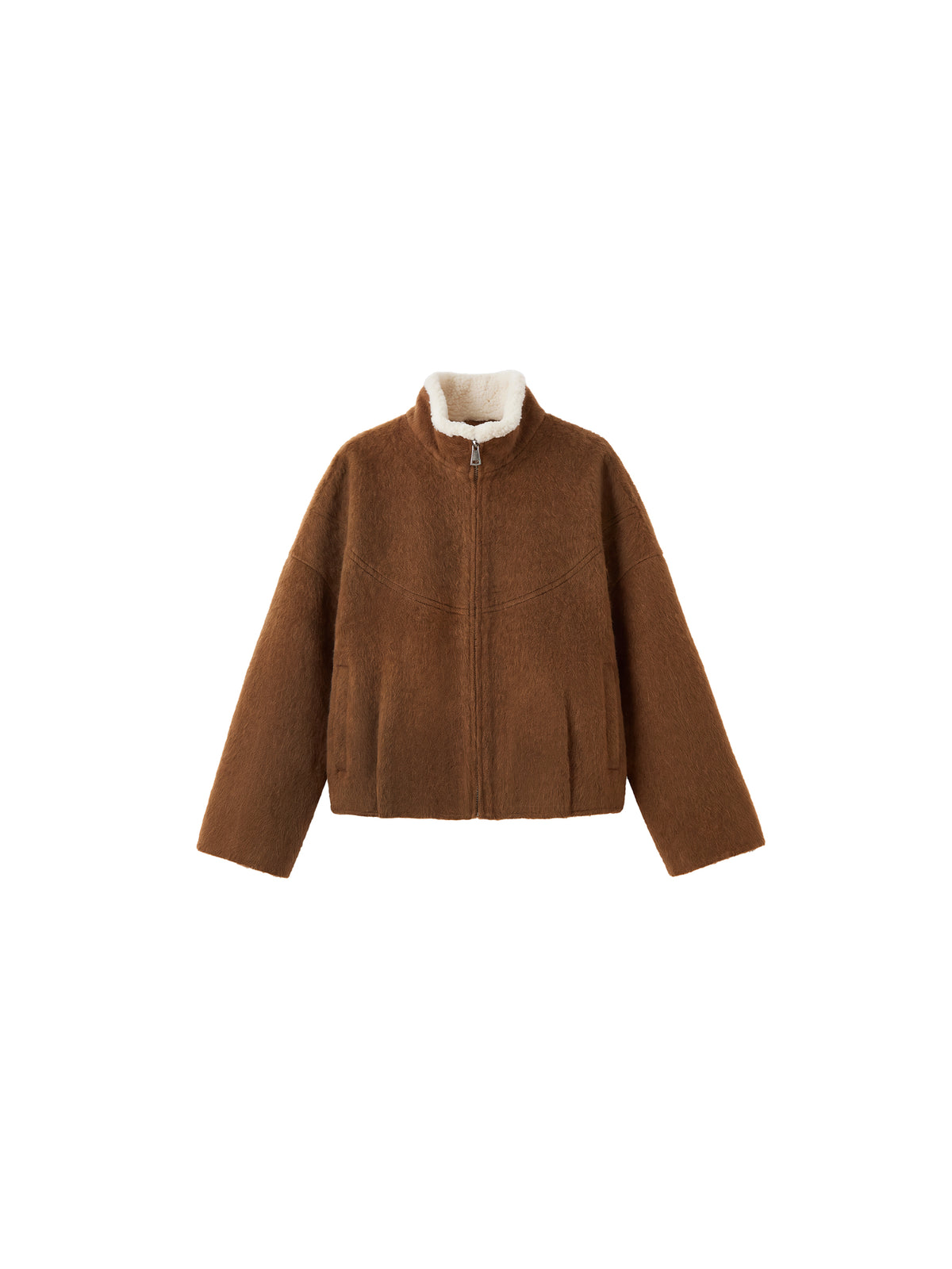CUBIC Faux-Fur Collar Wool-Blend Zip-Up Jacket-7