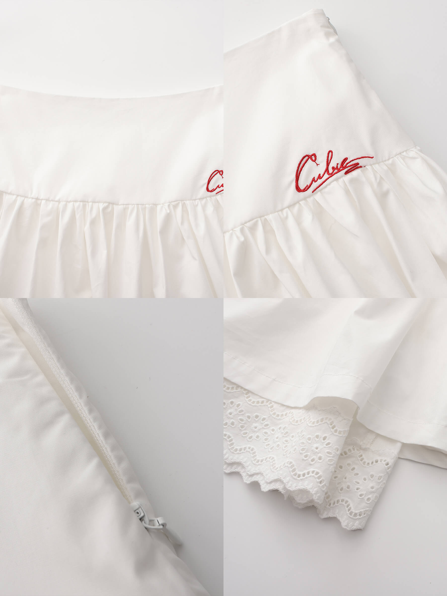 100% Cotton Double Layer Lace A-Line Skirt-17