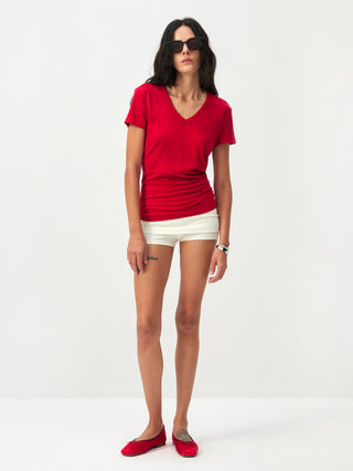 CUBIC Linen-Blend V-Neck Slim Fit Top