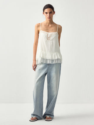 CUBIC Lace V-Neck Ruffle Floral Camisole