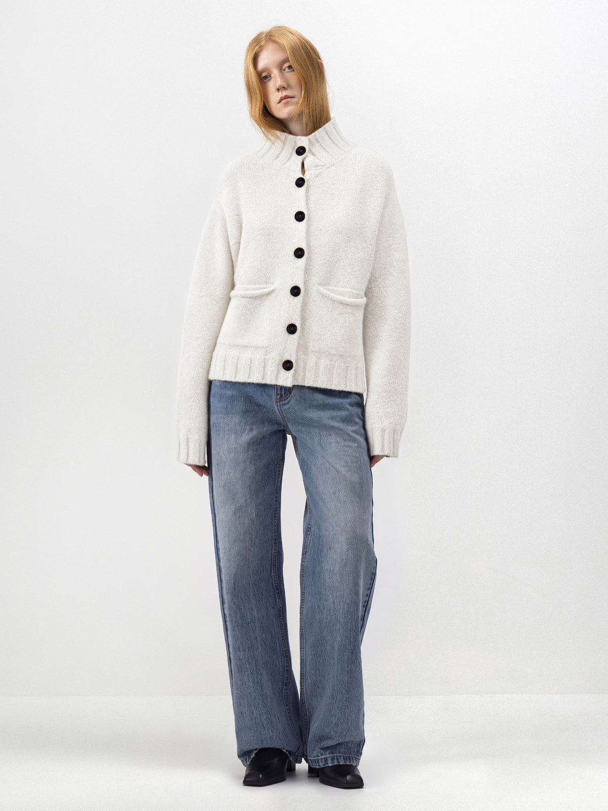 CUBIC High-Neck Chunky Knit Cardigan-7