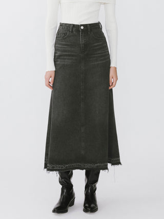 A-line Denim Maxi Skirt