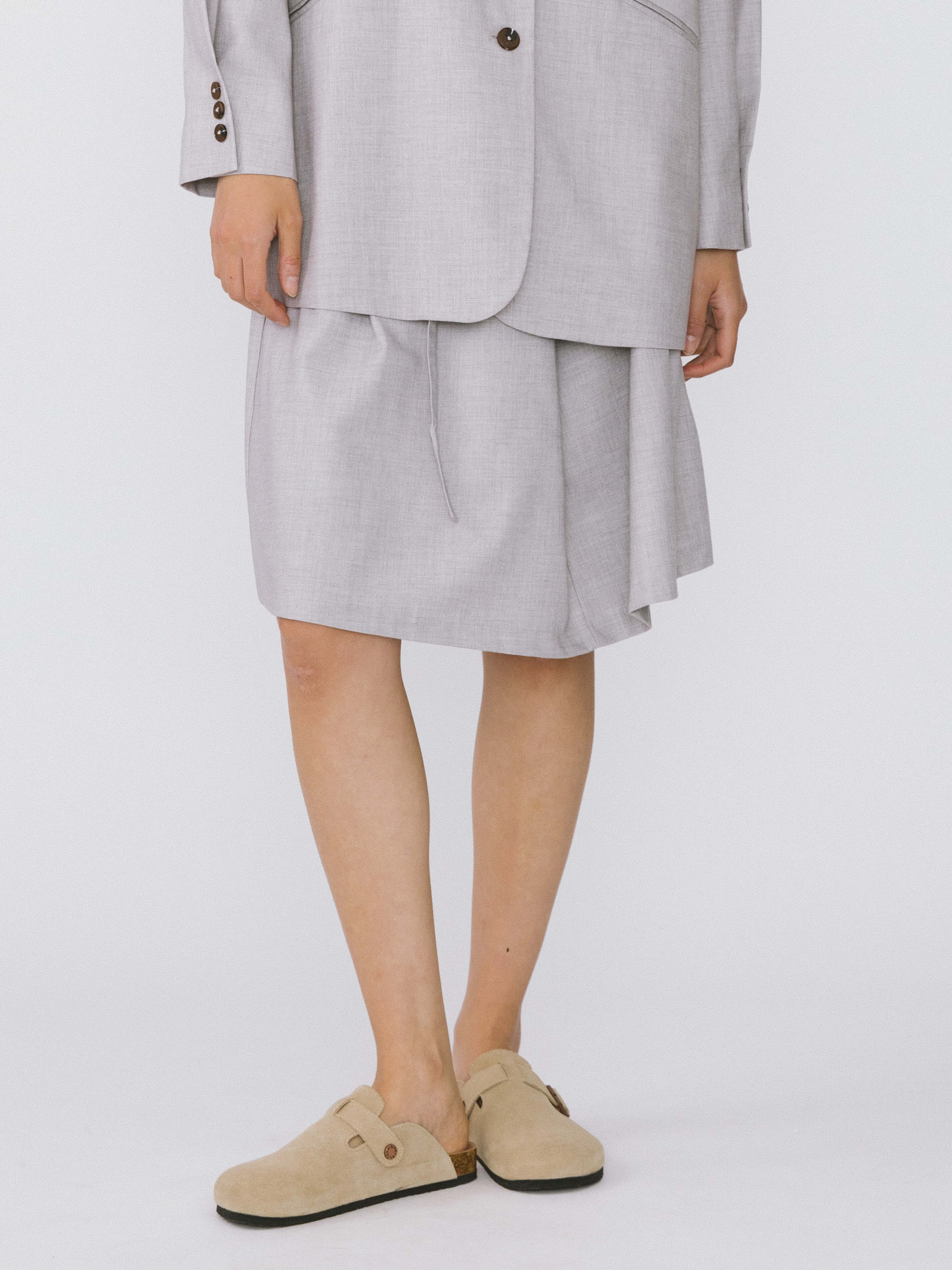 A-line Round Skirt with Wool Blend-7