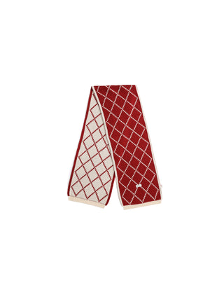 Wool Blend Double-Jacquard Check Scarf