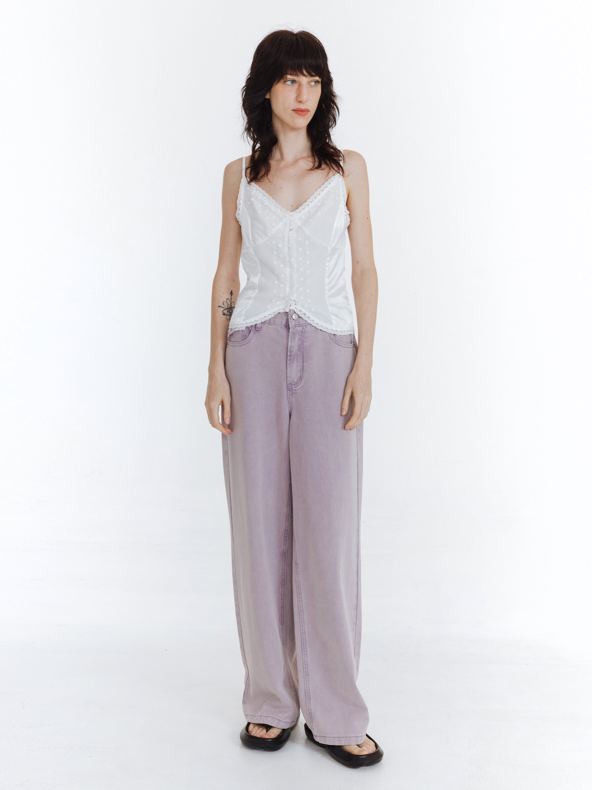 High Waist Loose Straight Washed Jeans-8