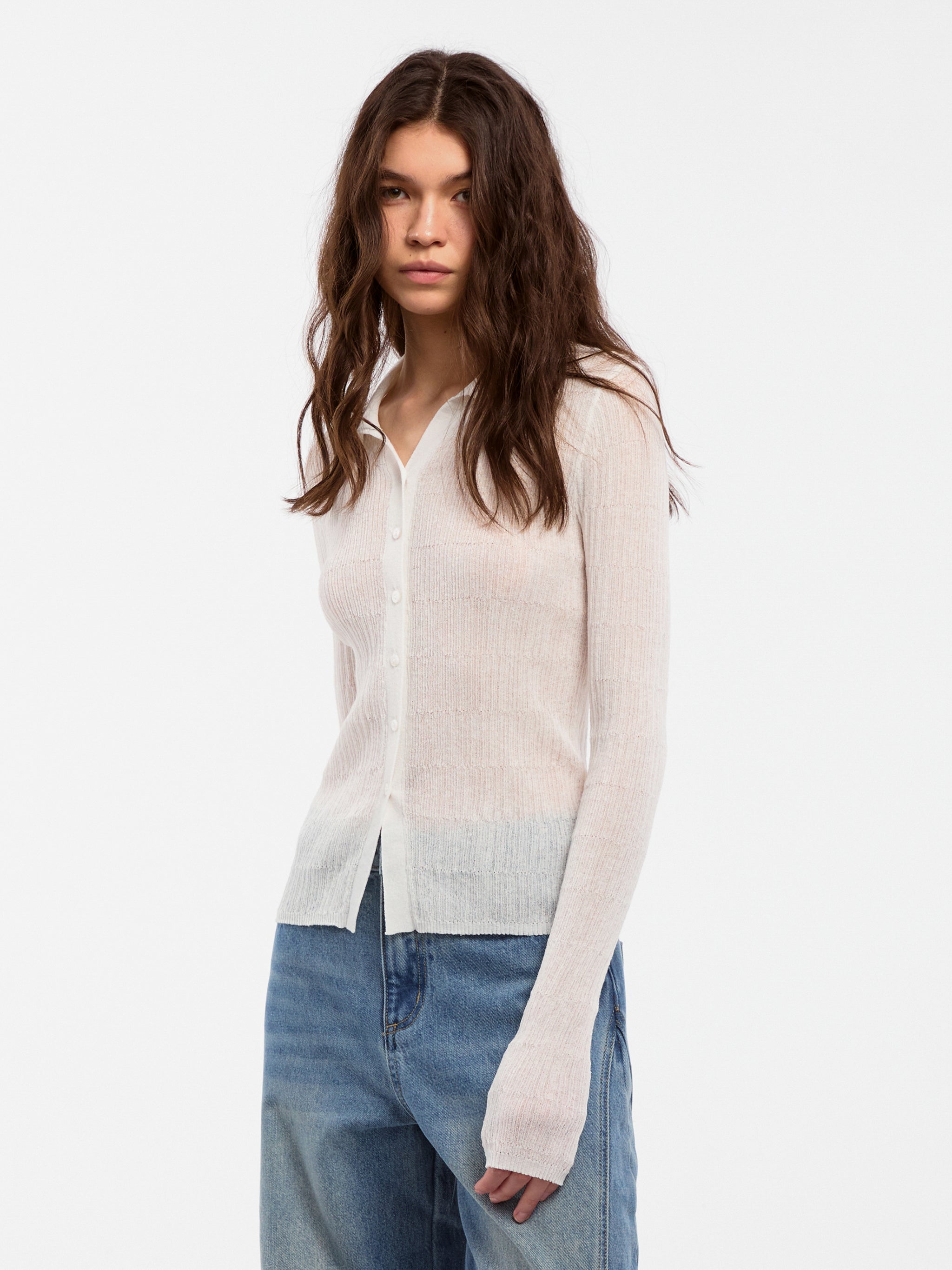 CUBIC Linen Collared Long-Sleeved Knit Sweater-7