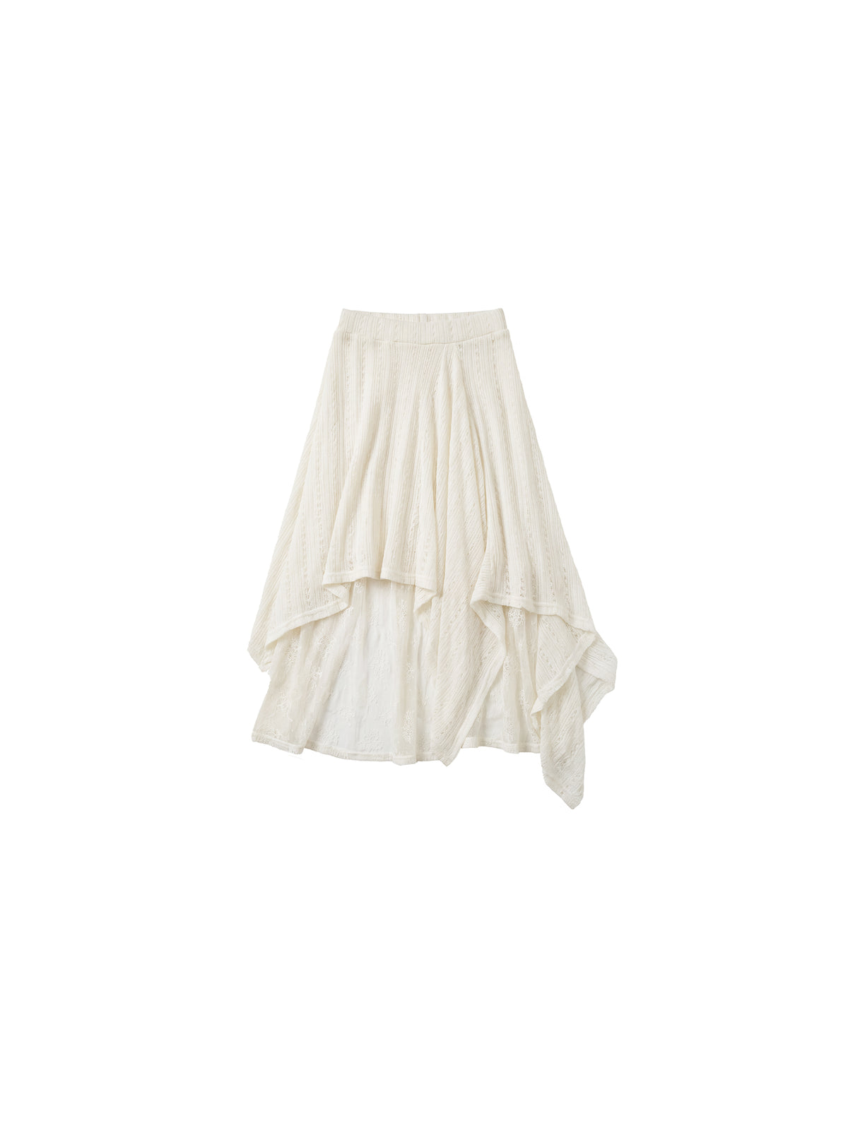 CUBIC Asymmetric Layered Wool Blend Lace Skirt-7