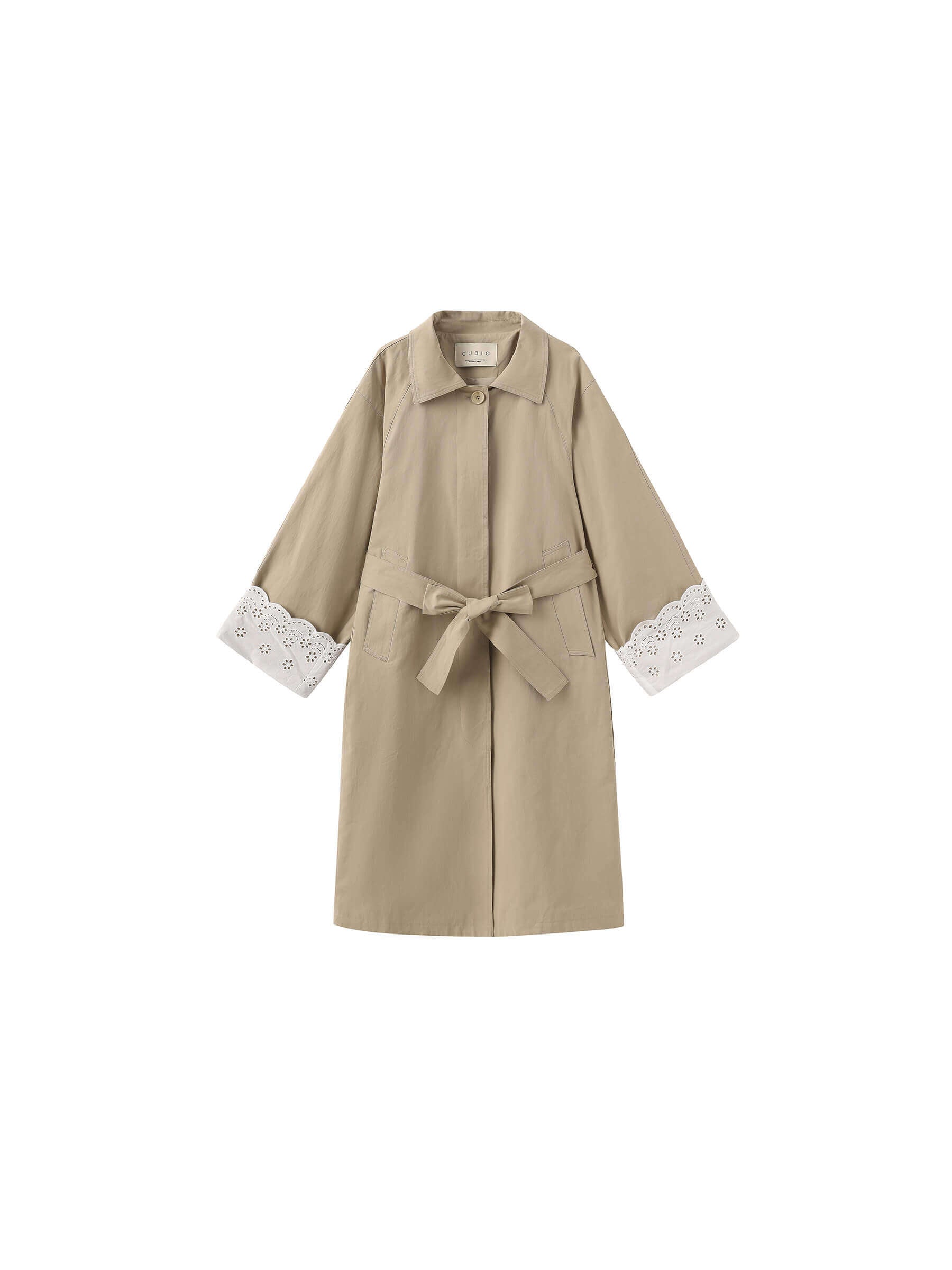 Oversized Thin Trench Coat with Lace Cuffs-8