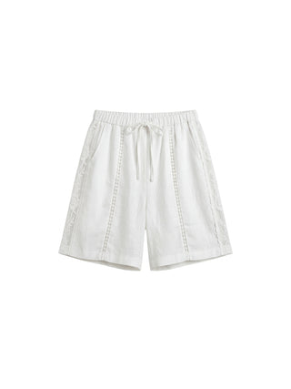 CUBIC Lyocell Linen Lace-Trim Shorts