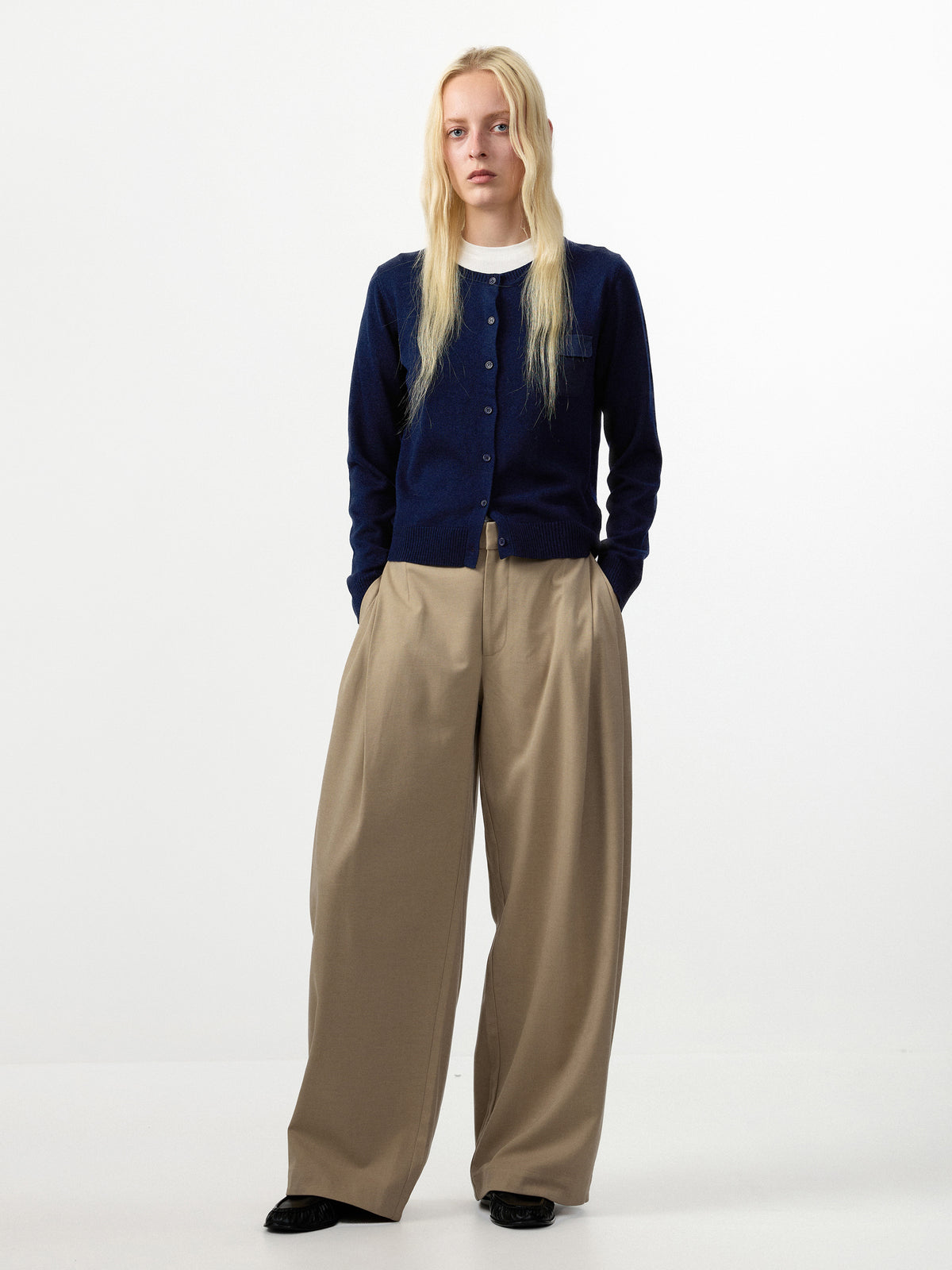 CUBIC Wool Blend Wide Leg Trousers-7