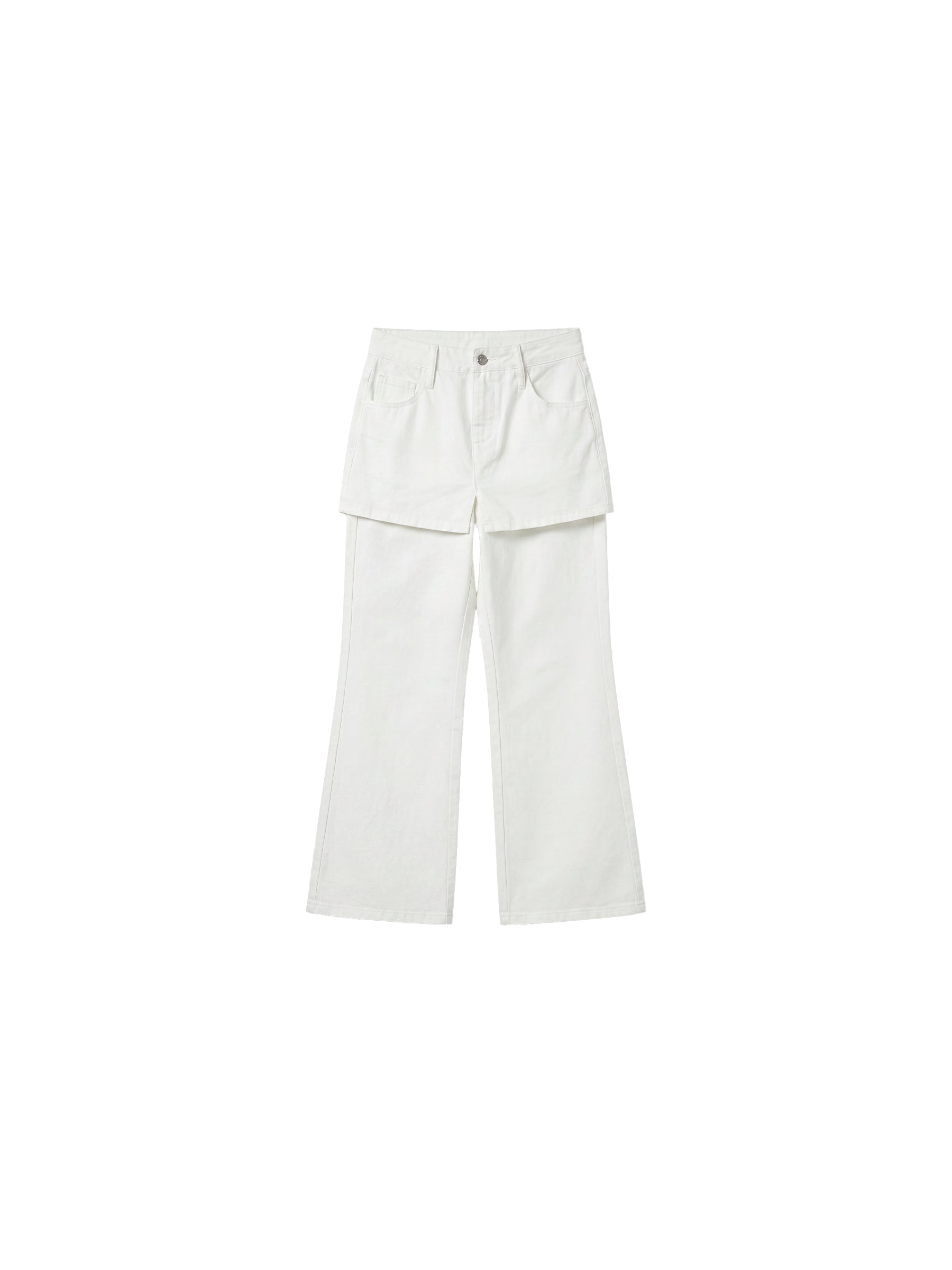 CUBIC Cotton-Blend Layered Skirt-Front Flare Trousers-7