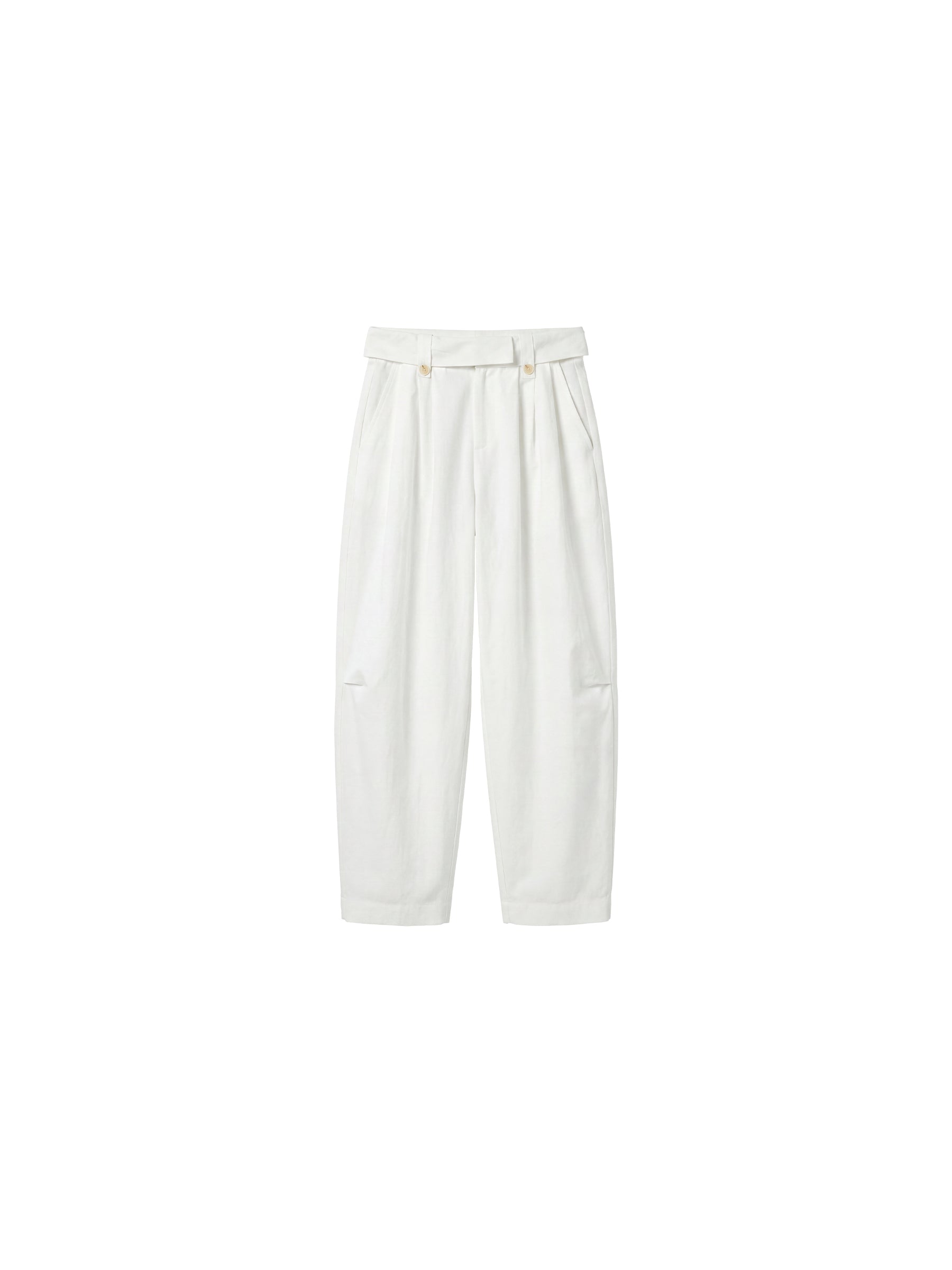 CUBIC Cotton-Blend Fold-Over Waist Wide-Leg Trousers-7