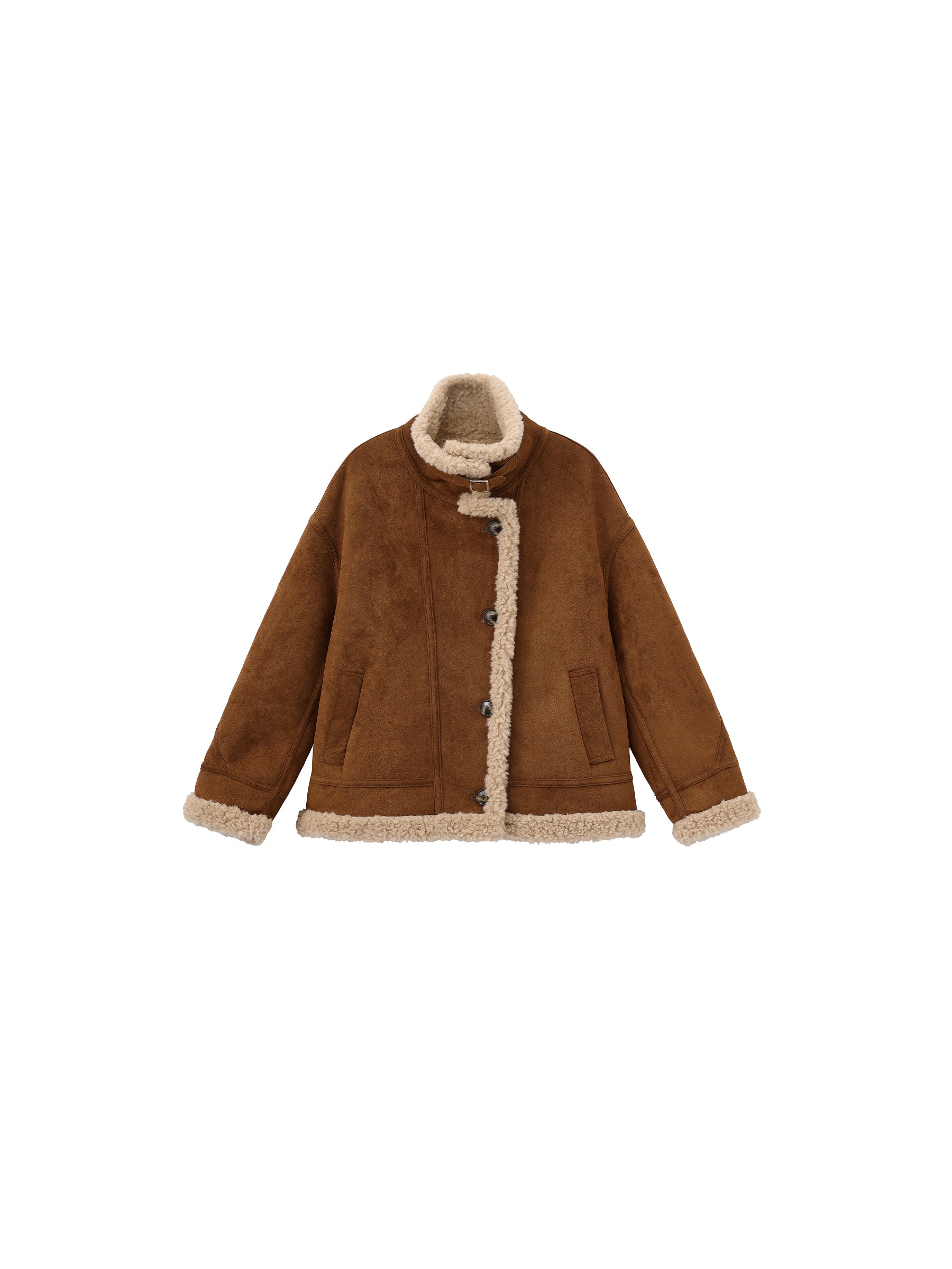 Cropped Oversized Faux Shearling Jacket-7