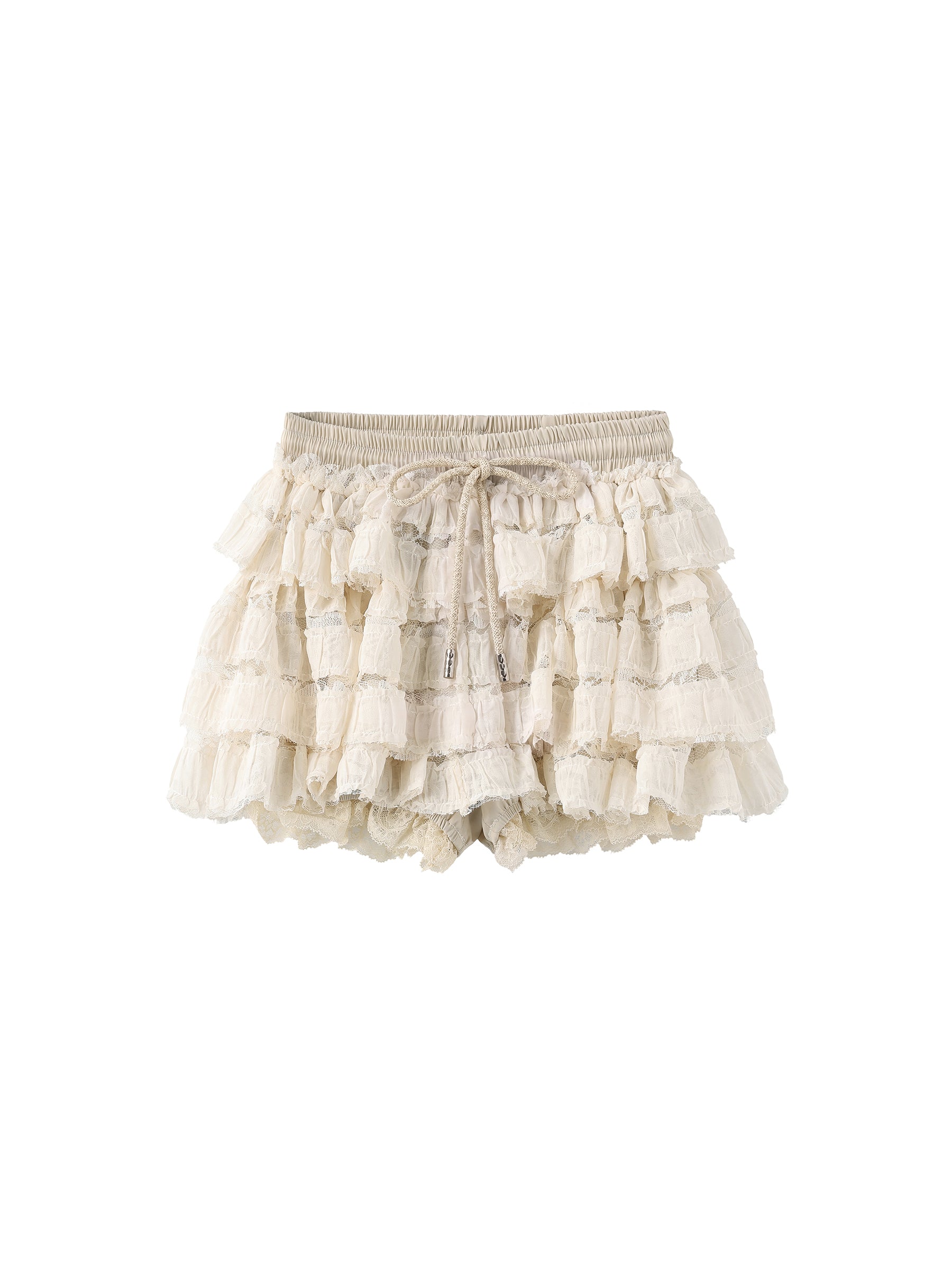 Lace Tiered Mini Skirt with Elastic Waist-7