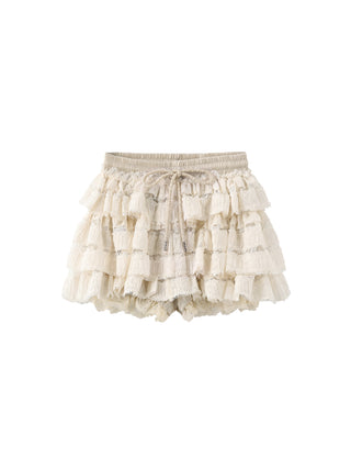 Lace Tiered Mini Skirt with Elastic Waist