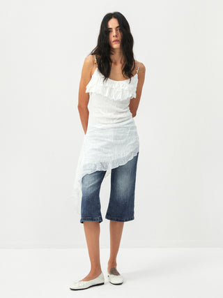 CUBIC Textured Ruffle Neck Lace Strap Camisole