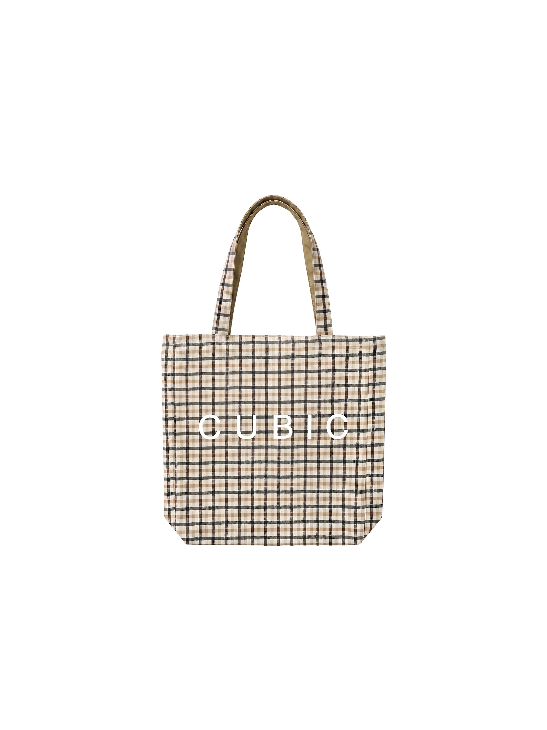 CUBIC Checked Logo Tote Bag-7