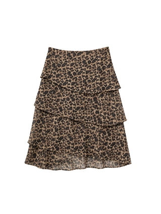 CUBIC Leopard Tiered Mini Skirt