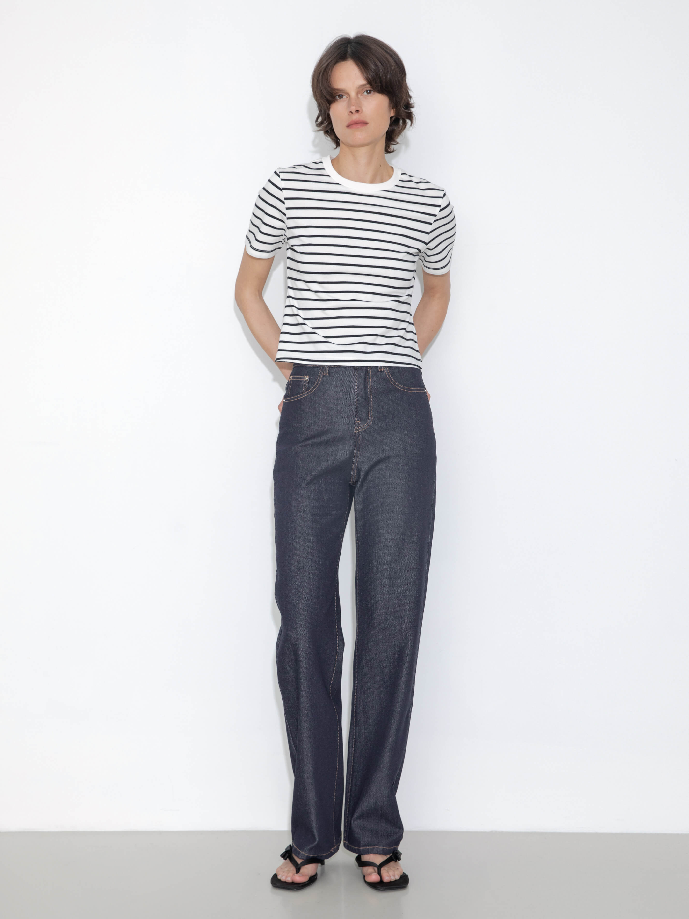 C by CUBIC Striped Basic Cotton T-Shirt-8