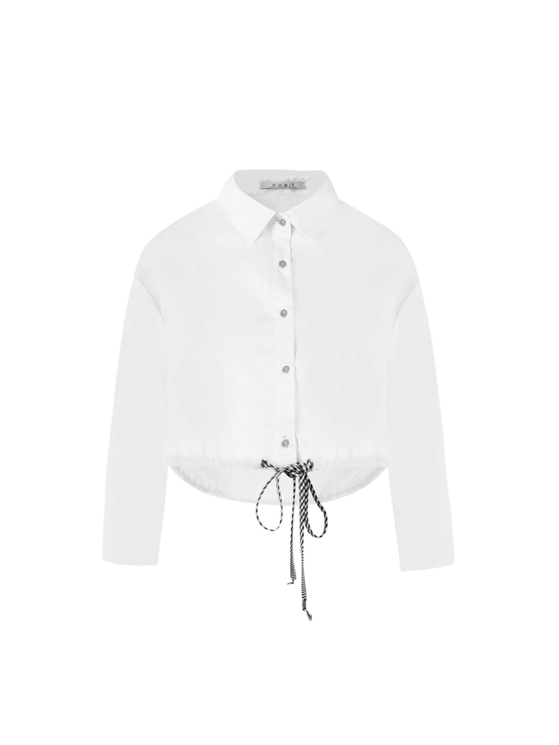 Extra Cropped Shirt with Drawstring Waist-7