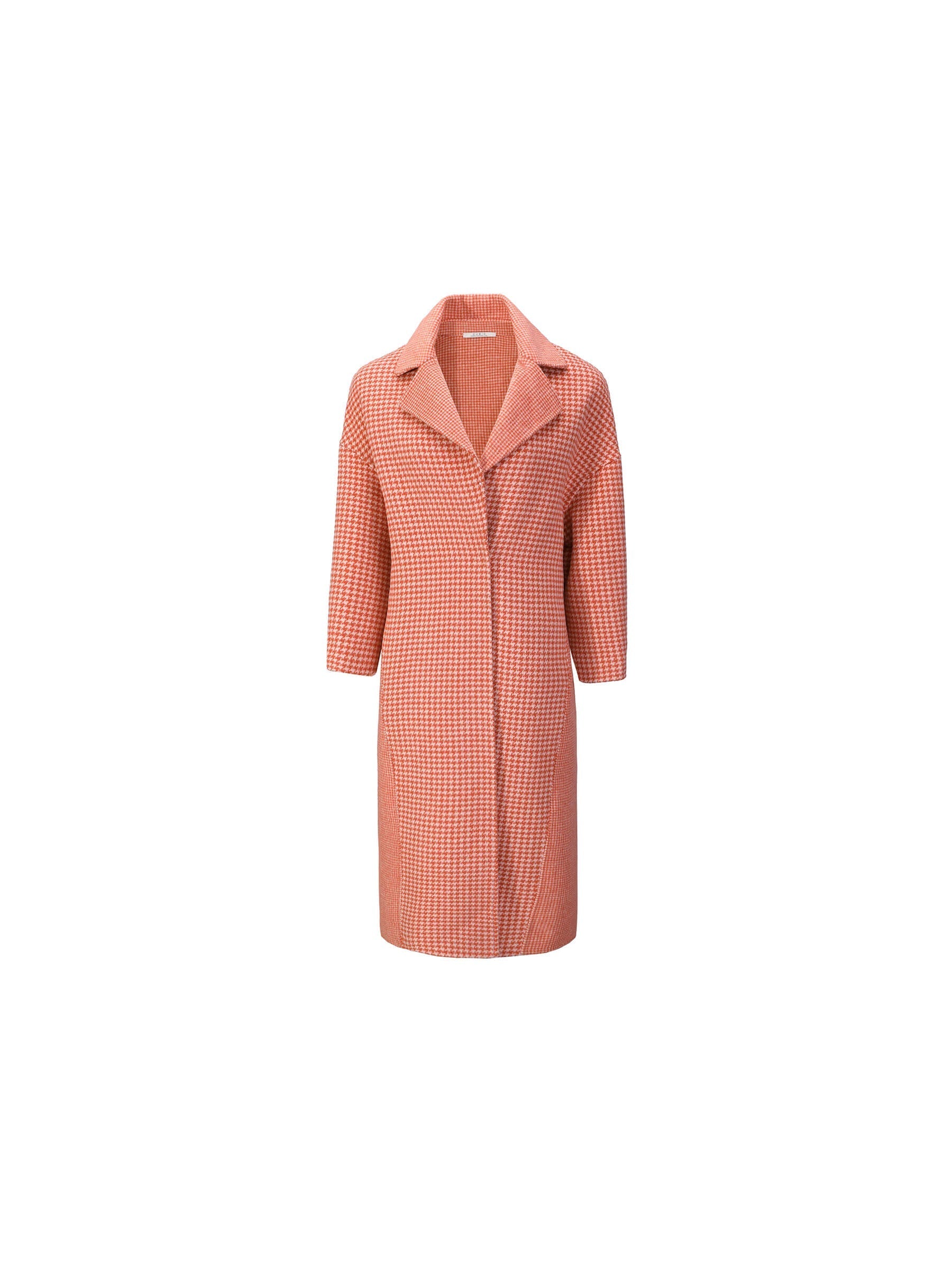 Orange Houndstooth Wool Coat-7