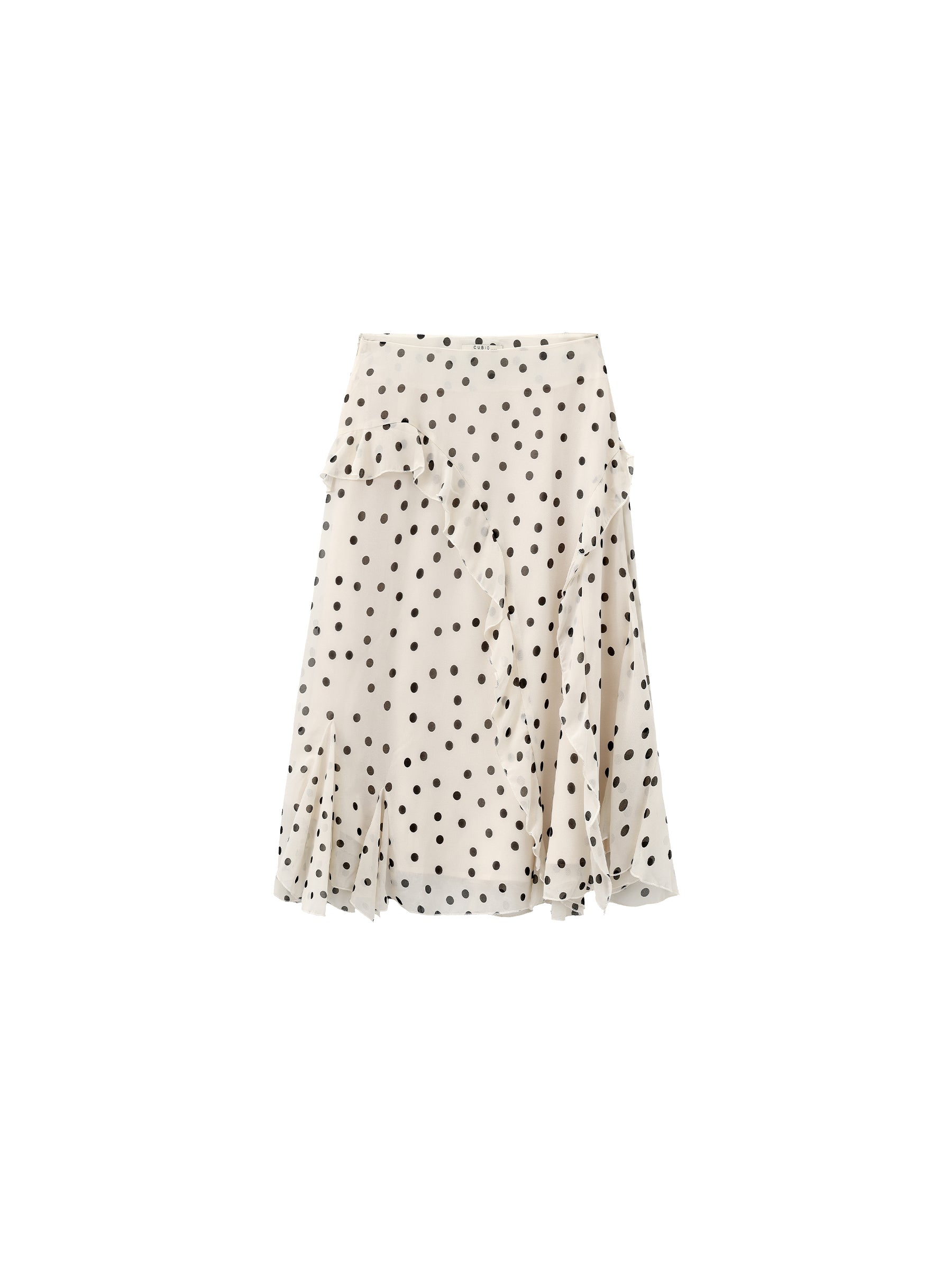 Polka Dot Ruffled Asymmetrical Hem Skirt-7