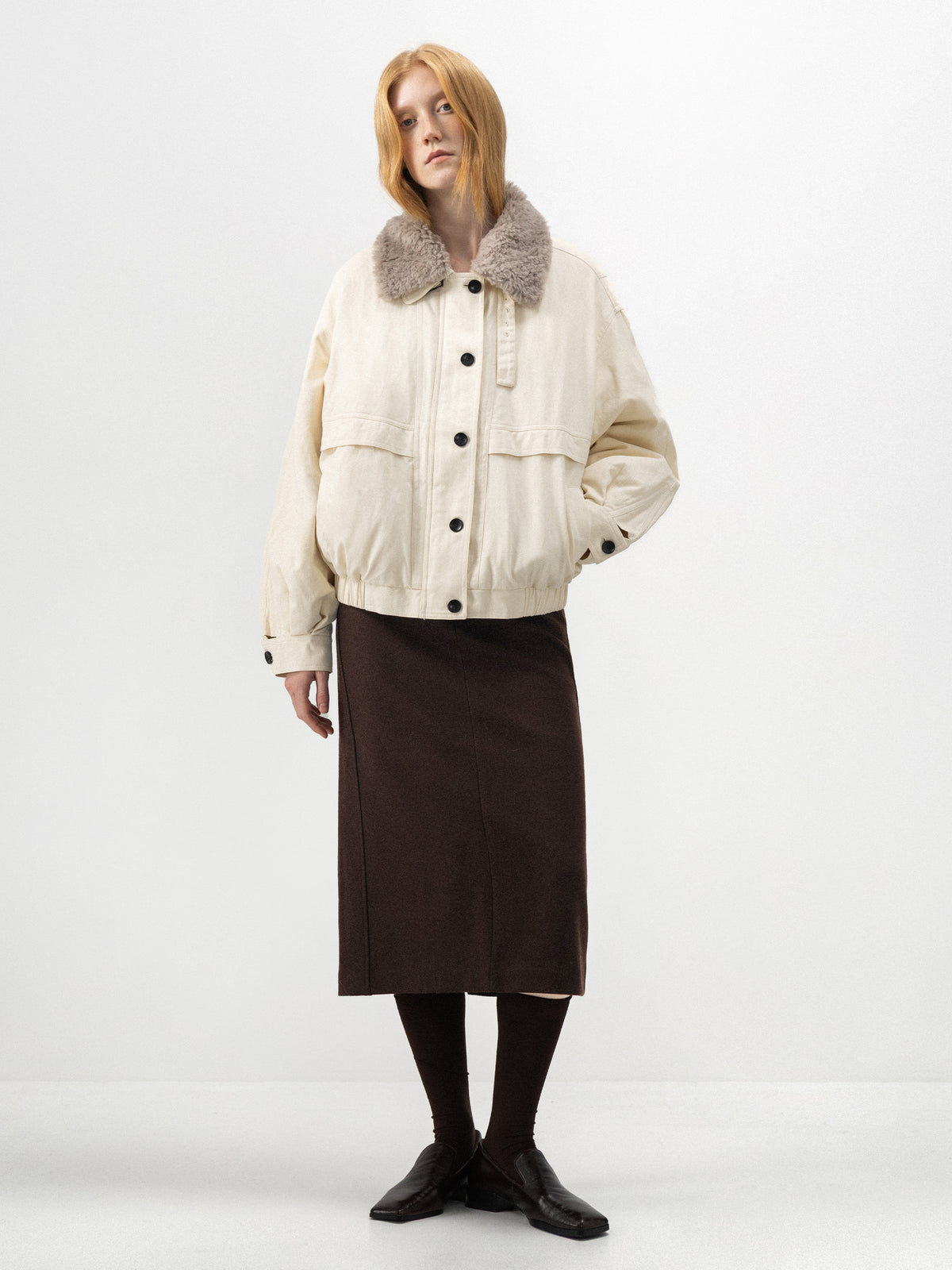 CUBIC Detachable Faux-Fur Collar Down Jacket-7