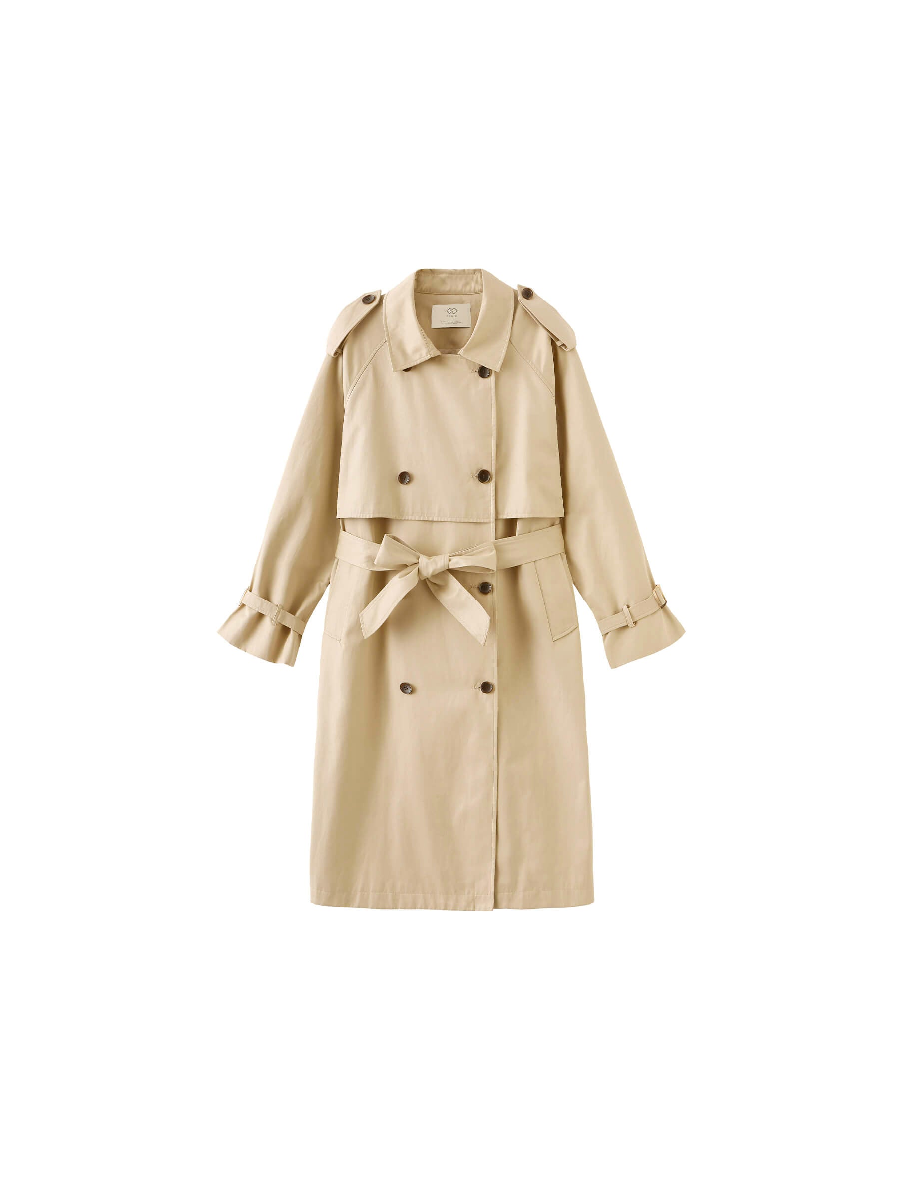 Double Breasted Cotton Blend Trench Coat-8