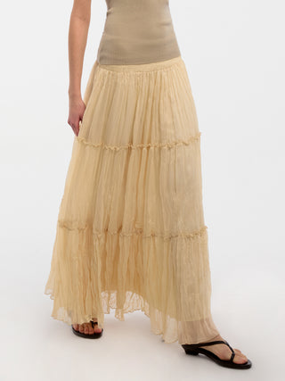 CUBIC Pleated and Gathered Design Tulle Skirt