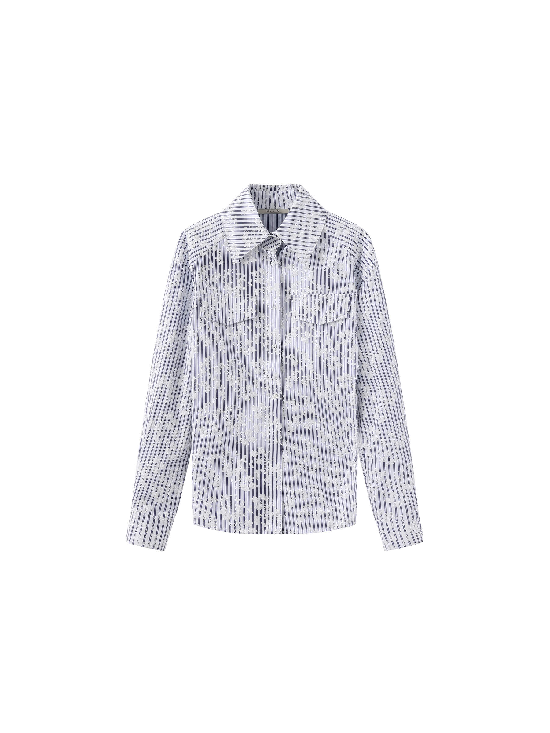 Blue and White Striped Long Sleeves Shirt-9